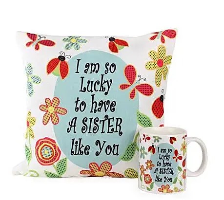 Personalized Mugs N Cushion For Sisters